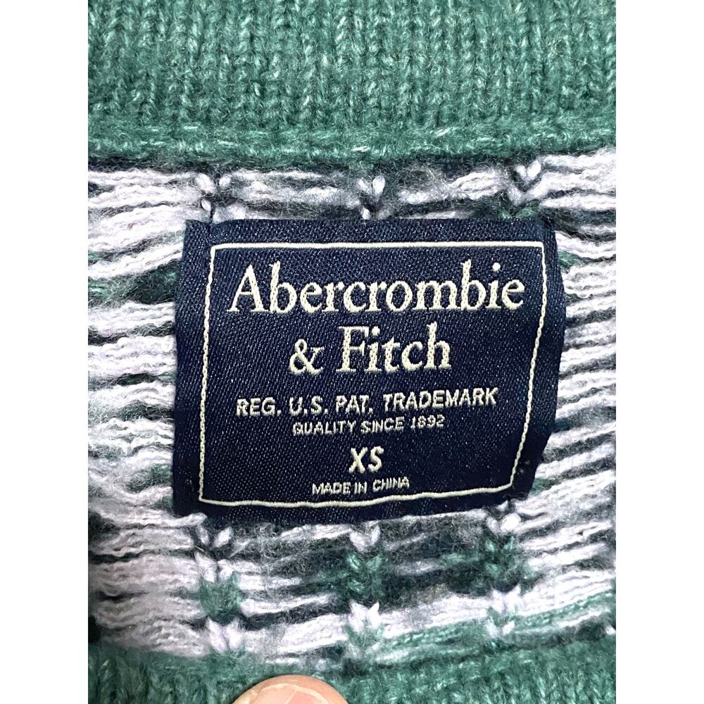 Abercrombie & Fitch Plaid Cropped Sweater Women XS Green Blue Preppy Comfort Y2K - Picture 4 of 5
